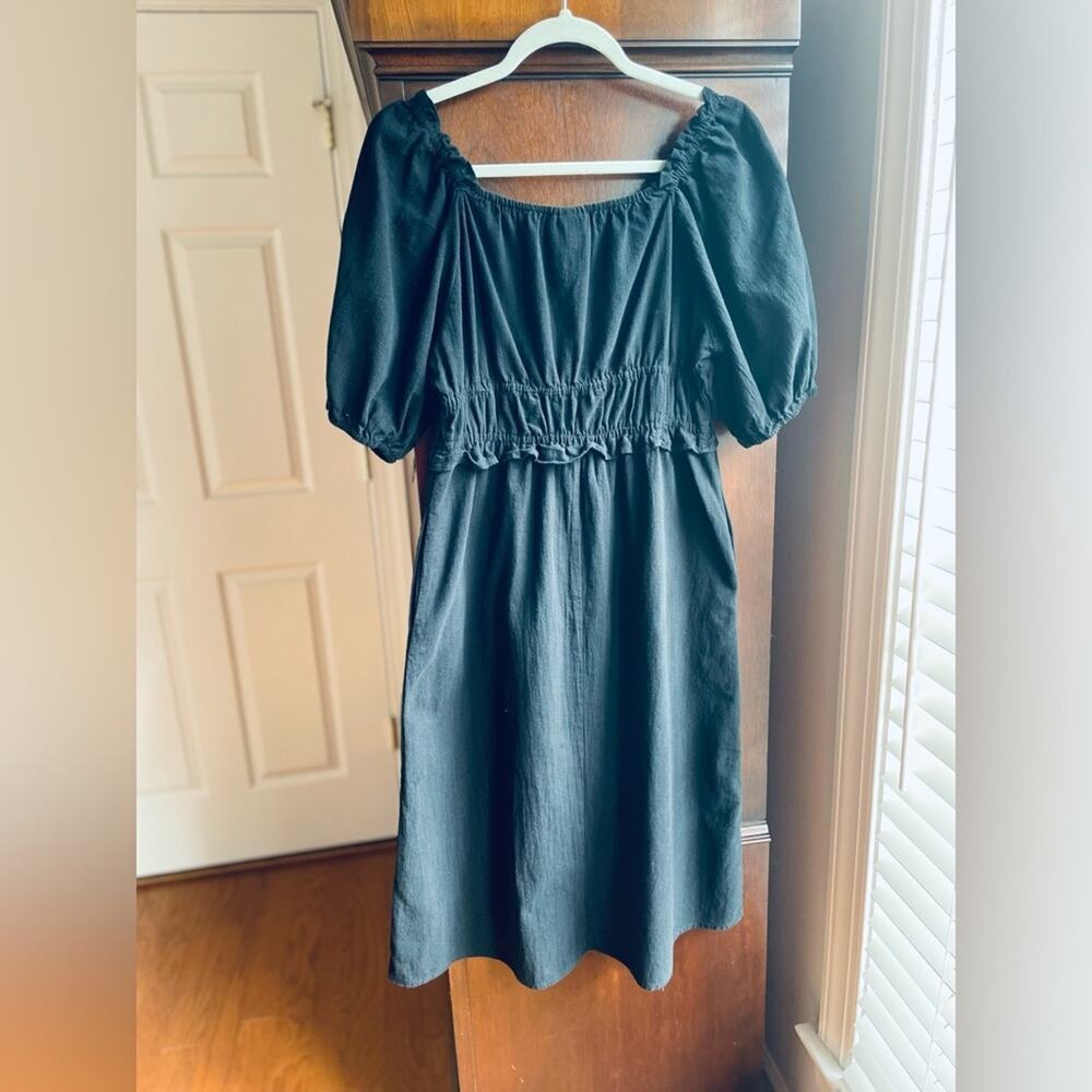 Universal Thread Midi Smocked Dress (Black) - Picture 4 of 13